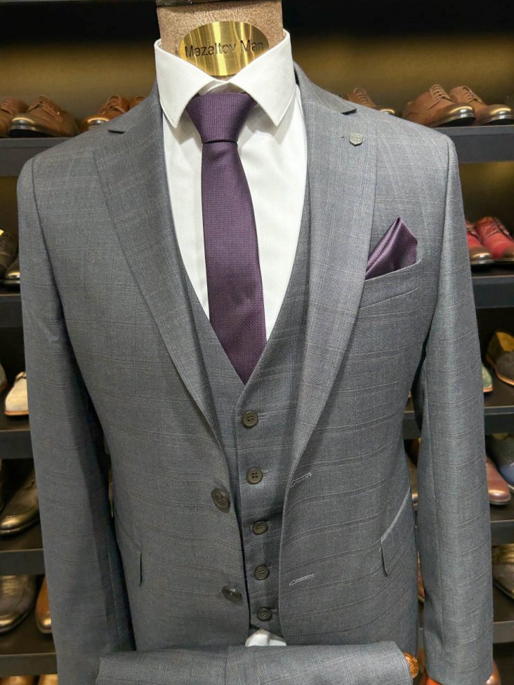 Костюм MAZALTOVMAN 3-ка Серый в клетку