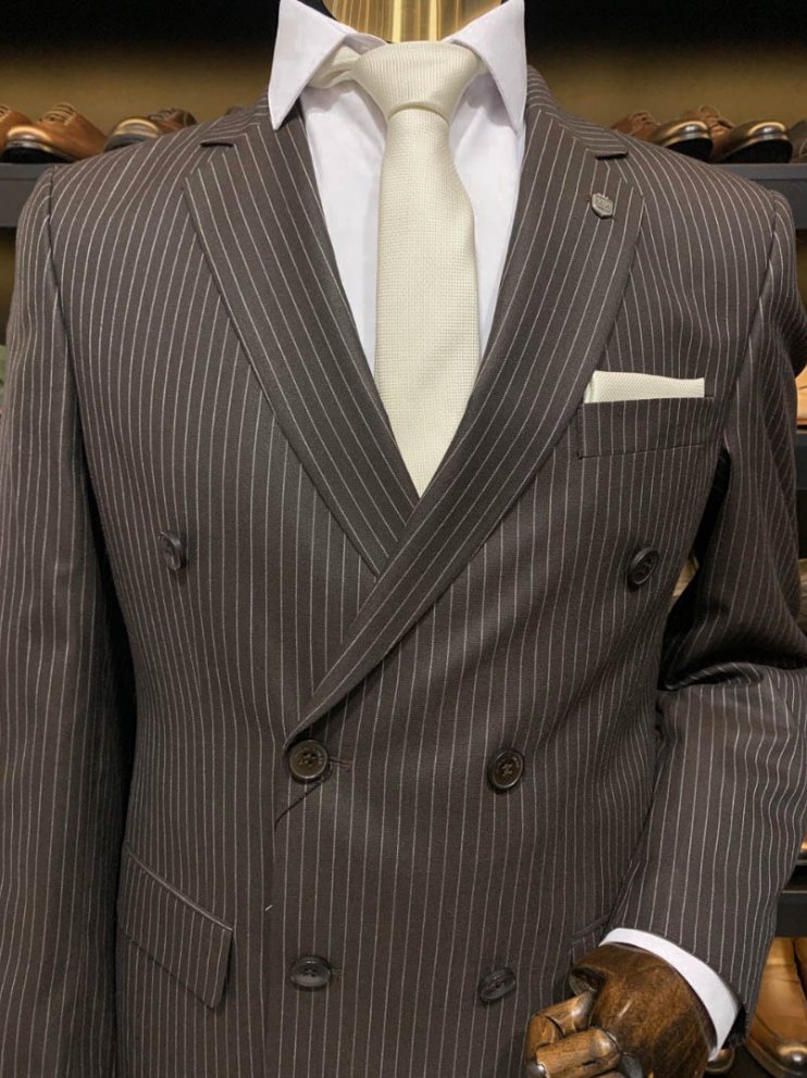 Костюм MAZALTOVMAN 2-ка Коричневый в полоску двубортный